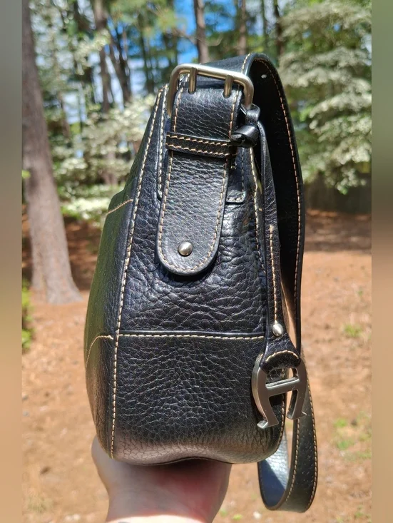 Vintage 90's Etienne Aigner Black Pebbled Leather Minimalist Shoulder Bag - Picture 5 of 15